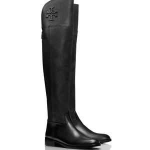 Tory Burch Black Simone 35mm Over-the-Knee Boot.